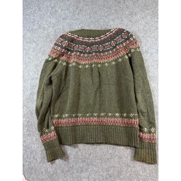 Vtg Y2K Heirloom Collectibles Fair Isle Zip Up Sweater Women M Green Ramie Blend - Picture 5 of 5